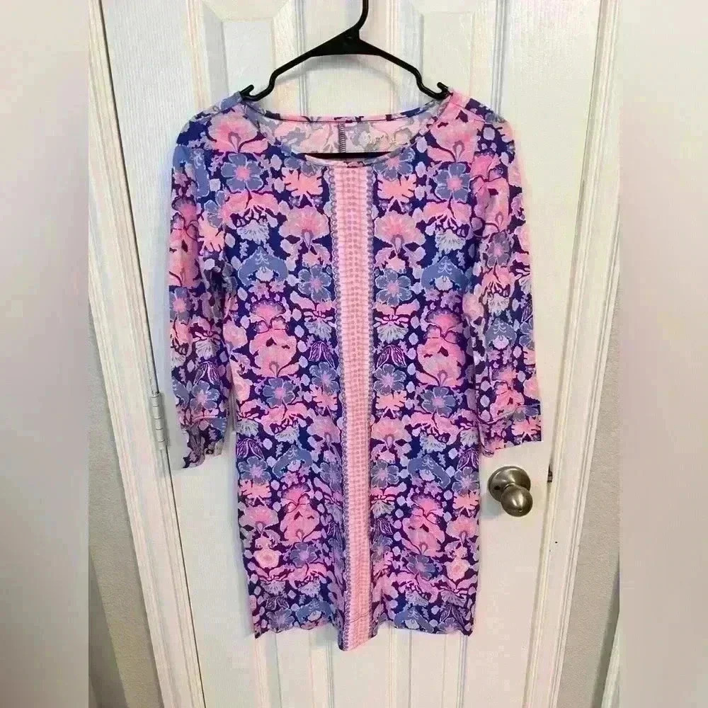 Lilly Pulitzer Marlowe Iris Blue Werk It Cotton Shirt Dress Size XS - Picture 6 of 6